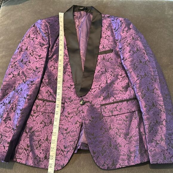 Men’s Purple Paisley Tuxedo Jacket Prom Party Wedding Size 30 NWOT - Picture 8 of 11